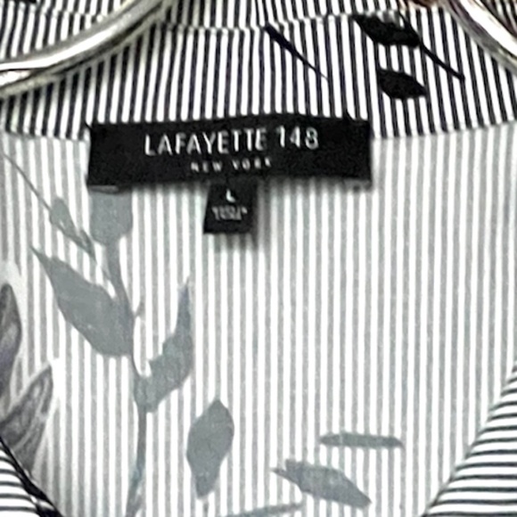 Lafayette 148 Eleni Artisan Bouquet Short-Sleeve Stretch Cotton Midi Dress SizeL - Picture 13 of 14